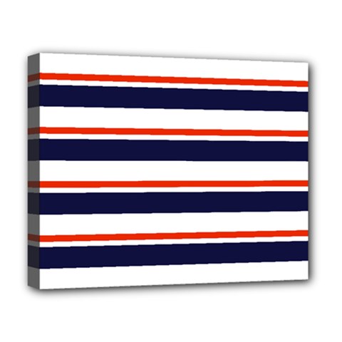 Red With Blue Stripes Deluxe Canvas 20  X 16  (stretched) by tmsartbazaar