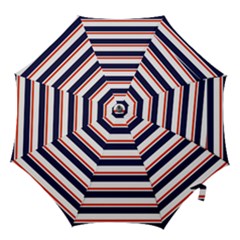 Red With Blue Stripes Hook Handle Umbrellas (large) by tmsartbazaar