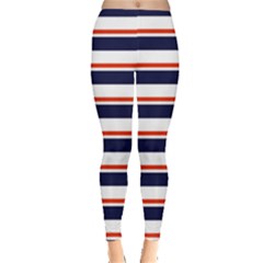 Red With Blue Stripes Leggings  by tmsartbazaar