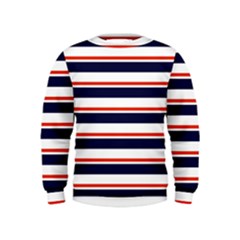 Red With Blue Stripes Kids  Sweatshirt by tmsartbazaar