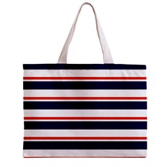 Red With Blue Stripes Zipper Mini Tote Bag by tmsartbazaar