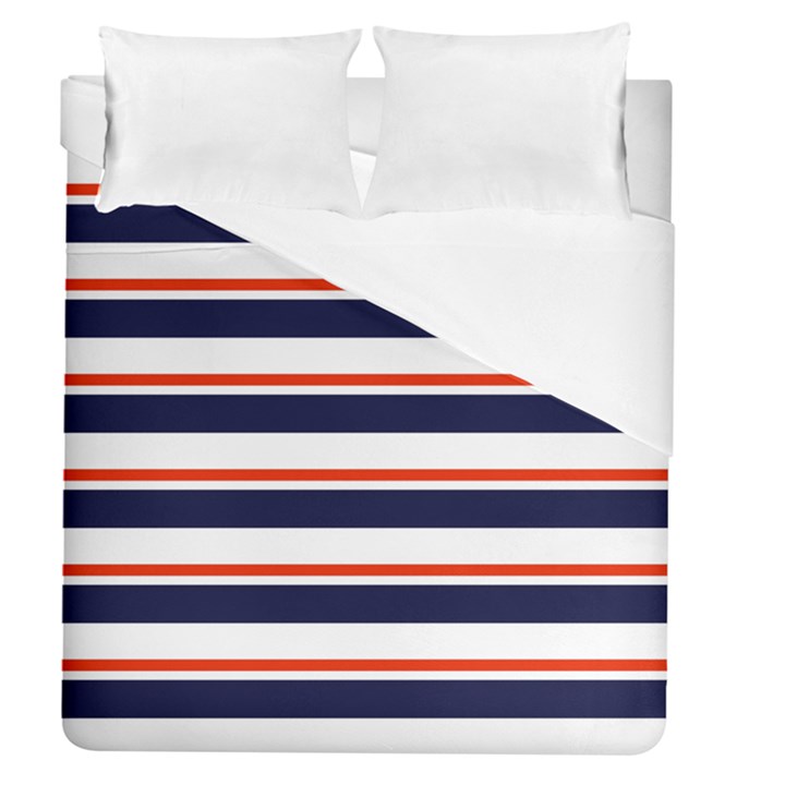 Red With Blue Stripes Duvet Cover (Queen Size)