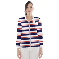 Red With Blue Stripes Women s Windbreaker by tmsartbazaar