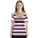 Red With Blue Stripes Butterfly Sleeve Cutout Tee  View1