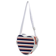 Red With Blue Stripes Heart Shoulder Bag by tmsartbazaar