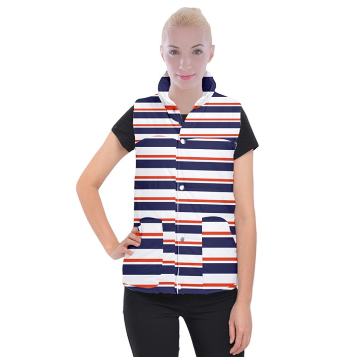 Red With Blue Stripes Women s Button Up Vest