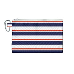 Red With Blue Stripes Canvas Cosmetic Bag (medium) by tmsartbazaar