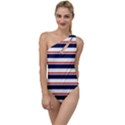 Red With Blue Stripes To One Side Swimsuit View1