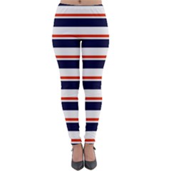 Red With Blue Stripes Lightweight Velour Leggings by tmsartbazaar