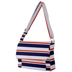 Red With Blue Stripes Full Print Messenger Bag (s) by tmsartbazaar