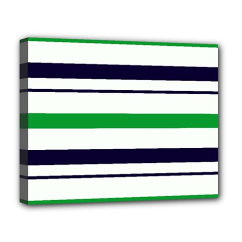 Green With Blue Stripes Deluxe Canvas 20  X 16  (stretched) by tmsartbazaar