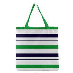 Green With Blue Stripes Grocery Tote Bag by tmsartbazaar