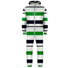 Green With Blue Stripes Hooded Jumpsuit (men)  by tmsartbazaar