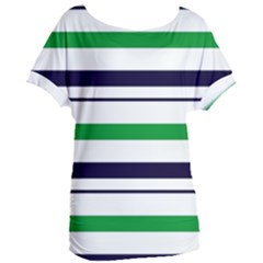 Green With Blue Stripes Women s Oversized Tee by tmsartbazaar