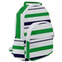 Green With Blue Stripes Rounded Multi Pocket Backpack View2