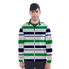 Green With Blue Stripes Men s Windbreaker by tmsartbazaar