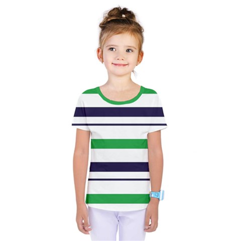 Green With Blue Stripes Kids  One Piece Tee by tmsartbazaar