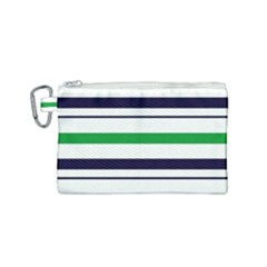 Green With Blue Stripes Canvas Cosmetic Bag (small) by tmsartbazaar