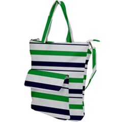 Green With Blue Stripes Shoulder Tote Bag by tmsartbazaar