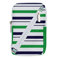 Green With Blue Stripes Belt Pouch Bag (small) by tmsartbazaar