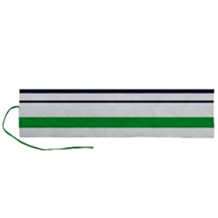 Green With Blue Stripes Roll Up Canvas Pencil Holder (l) by tmsartbazaar