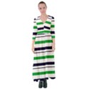 Green With Blue Stripes Button Up Maxi Dress View1