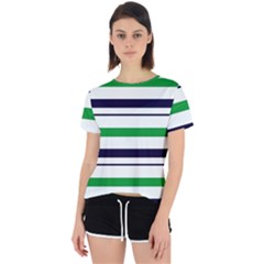 Green With Blue Stripes Open Back Sport Tee