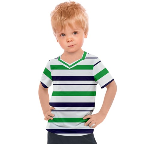 Green With Blue Stripes Kids  Sports Tee by tmsartbazaar