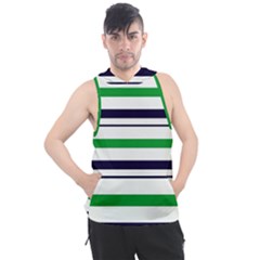 Green With Blue Stripes Men s Sleeveless Hoodie by tmsartbazaar