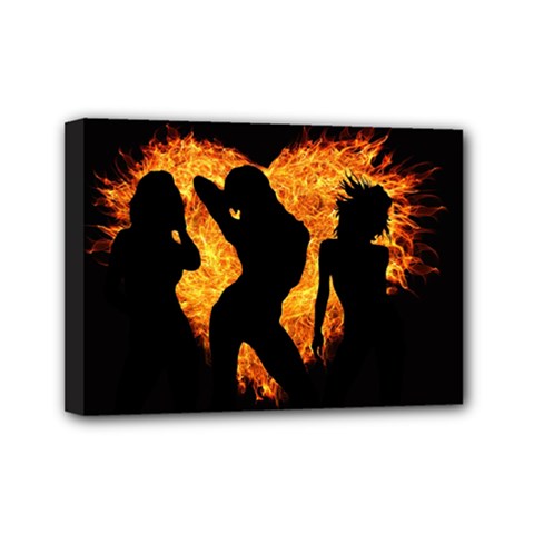 Shadow Heart Love Flame Girl Sexy Pose Mini Canvas 7  X 5  (stretched)