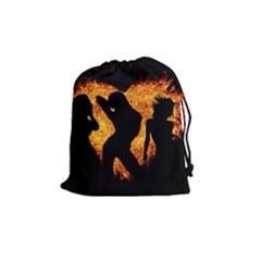 Shadow Heart Love Flame Girl Sexy Pose Drawstring Pouch (medium) by HermanTelo