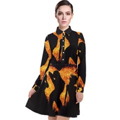 Shadow Heart Love Flame Girl Sexy Pose Long Sleeve Chiffon Shirt Dress by HermanTelo