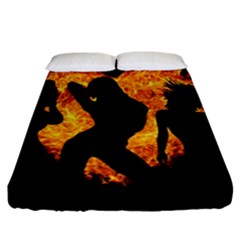 Shadow Heart Love Flame Girl Sexy Pose Fitted Sheet (california King Size)