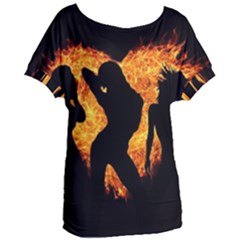 Shadow Heart Love Flame Girl Sexy Pose Women s Oversized Tee by HermanTelo