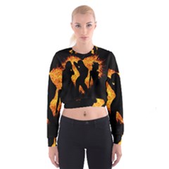 Shadow Heart Love Flame Girl Sexy Pose Cropped Sweatshirt