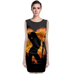 Shadow Heart Love Flame Girl Sexy Pose Classic Sleeveless Midi Dress