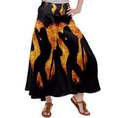 Shadow Heart Love Flame Girl Sexy Pose Satin Palazzo Pants by HermanTelo