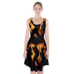 Shadow Heart Love Flame Girl Sexy Pose Racerback Midi Dress