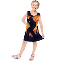 Shadow Heart Love Flame Girl Sexy Pose Kids  Tunic Dress by HermanTelo