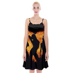 Shadow Heart Love Flame Girl Sexy Pose Spaghetti Strap Velvet Dress