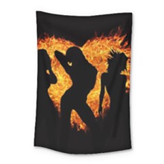 Shadow Heart Love Flame Girl Sexy Pose Small Tapestry