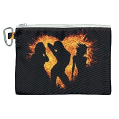 Shadow Heart Love Flame Girl Sexy Pose Canvas Cosmetic Bag (xl)