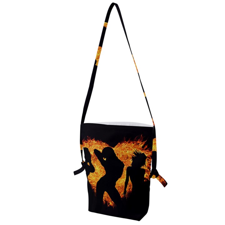 Shadow Heart Love Flame Girl Sexy Pose Folding Shoulder Bag