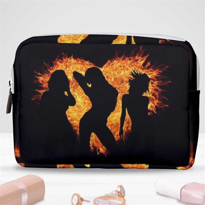 Shadow Heart Love Flame Girl Sexy Pose Make Up Pouch (Medium)