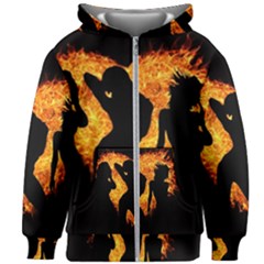 Shadow Heart Love Flame Girl Sexy Pose Kids  Zipper Hoodie Without Drawstring by HermanTelo