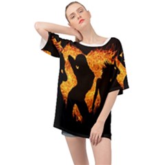 Shadow Heart Love Flame Girl Sexy Pose Oversized Chiffon Top by HermanTelo