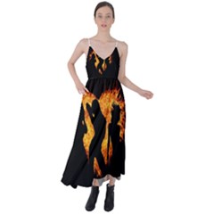 Shadow Heart Love Flame Girl Sexy Pose Tie Back Maxi Dress by HermanTelo