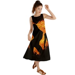 Shadow Heart Love Flame Girl Sexy Pose Summer Maxi Dress by HermanTelo