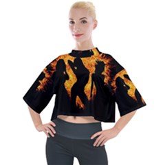 Shadow Heart Love Flame Girl Sexy Pose Mock Neck Tee by HermanTelo