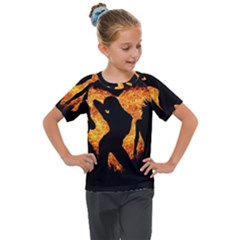 Shadow Heart Love Flame Girl Sexy Pose Kids  Mesh Piece Tee